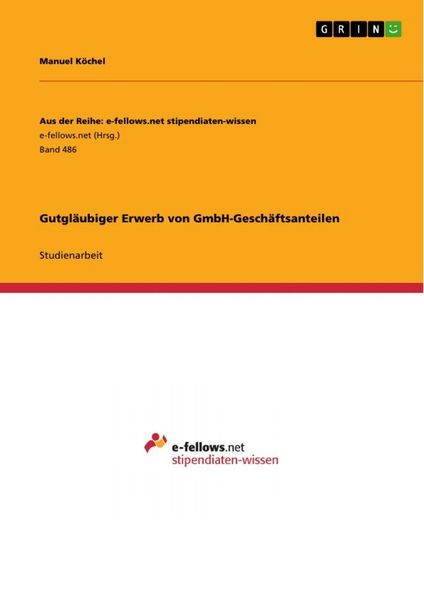 Produktbild: Gutgl&auml;ubiger Erwerb von GmbH-Gesch&auml;ftsanteilen