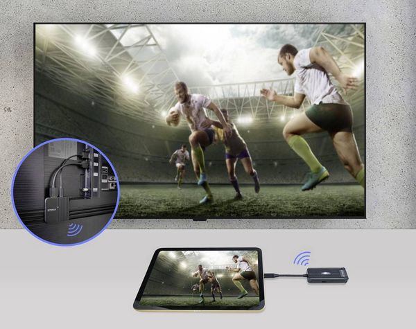 Produktbild: SpeaKa Professional SP-TR-300 Drahtloses Full HD Pr&auml;sentationssystem USB-C&reg; (DP Alt Mode) HDMI&reg; 30m 5GHz 1920 x 1080 Pixel