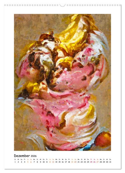 Produktbild: Eisbecher-Tr&auml;ume - Kunstvoll gemalte Eiskreationen in Acryl (Wandkalender 2026 DIN A2 hoch), CALVENDO Monatskalender