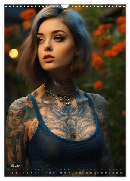 Produktbild: Tattoo Sch&ouml;nheiten - zw&ouml;lf Monate, zw&ouml;lf Frauen und jede Menge Tattoos (Wandkalender 2026 DIN A3 hoch), CALVENDO Monatskalender