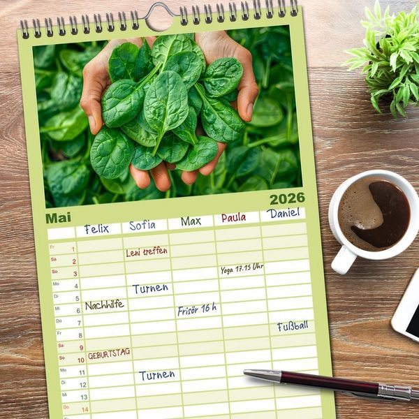 Produktbild: Familienplaner 2026 - Mein Gem&uuml;segarten - Ein Jahr knackig frisches Gem&uuml;se mit 5 Spalten (Wandkalender, 21 x 45 cm) CALVENDO