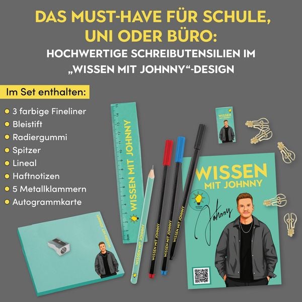 Produktbild: Wissen mit Johnny: Fan-Schreibset