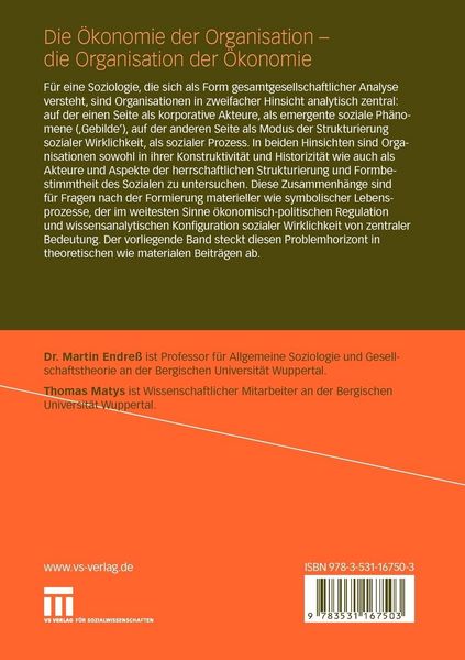 Produktbild: Die &Ouml;konomie der Organisation - die Organisation der &Ouml;konomie