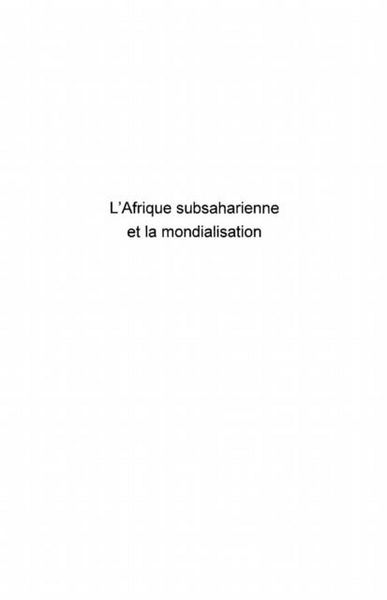 Produktbild: L'afrique subsaharienne et la mondialisation