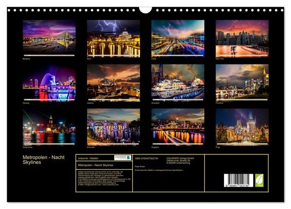 Produktbild: Metropolen - Nacht Skylines (Wandkalender 2026 DIN A3 quer), CALVENDO Monatskalender