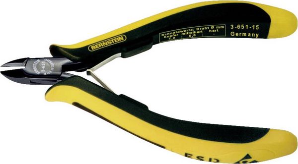Produktbild: BERNSTEIN Tools for Electronics EUROline-Conductive 3-651-15 ESD Seitenschneider mit Facette 120 mm