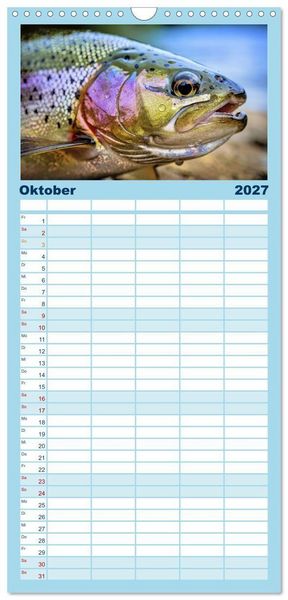 Produktbild: Familienplaner 2027 - Forellen im Fluss mit 5 Spalten (Wandkalender, 21 x 45 cm) CALVENDO