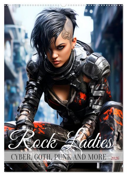 Produktbild: ROCK LADIES Cyber, goth, punk and more (Wall Calendar 2026 DIN A2 portrait), CALVENDO 12 Month Wall Calendar