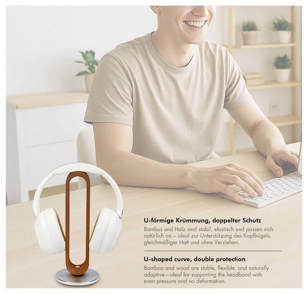 Produktbild: LogiLink AA0193 Kopfh&ouml;rerst&auml;nder Braun, Silber