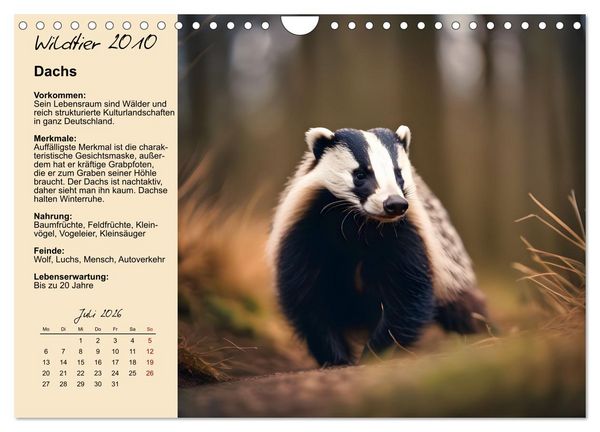 Produktbild: Wildtiere des Jahres (Wandkalender 2026 DIN A4 quer), CALVENDO Monatskalender