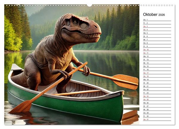 Produktbild: Sportlicher T-Rex - Mit Fun durch das Jahr (hochwertiger Premium Wandkalender 2026 DIN A2 quer), Kunstdruck in Hochglanz