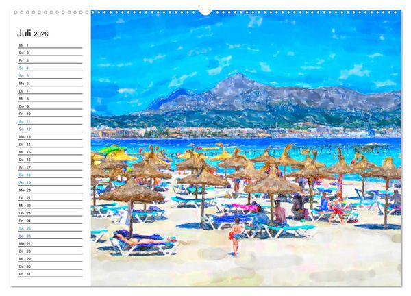 Produktbild: Mallorca - Impressionen in Aquarellfarben (hochwertiger Premium Wandkalender 2026 DIN A2 quer), Kunstdruck in Hochglanz