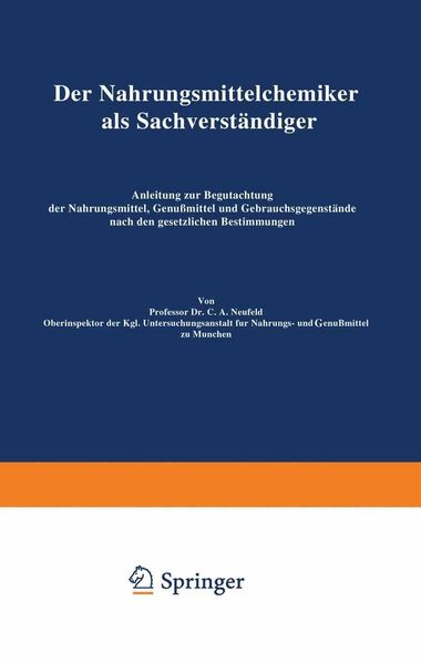 Produktbild: Der Nahrungsmittelchemiker als Sachverst&auml;ndiger