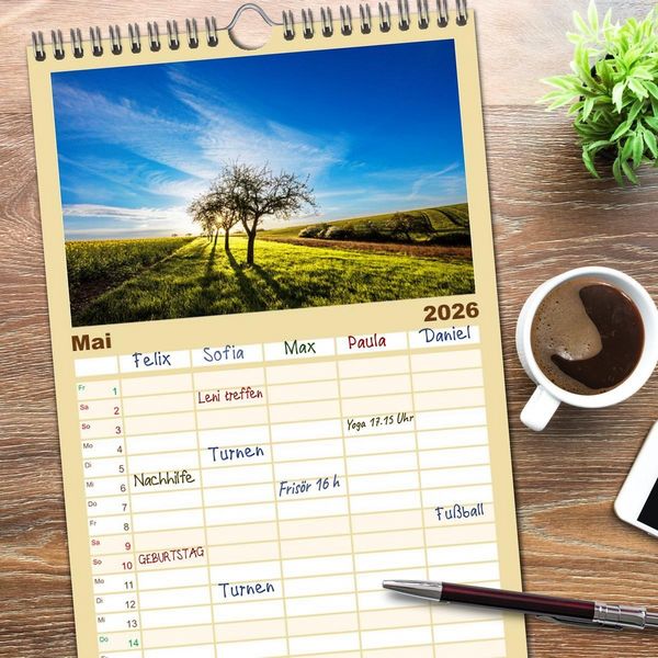 Produktbild: Familienplaner 2026 - Bunter Pf&auml;lzerwald mit 5 Spalten (Wandkalender, 21 x 45 cm) CALVENDO