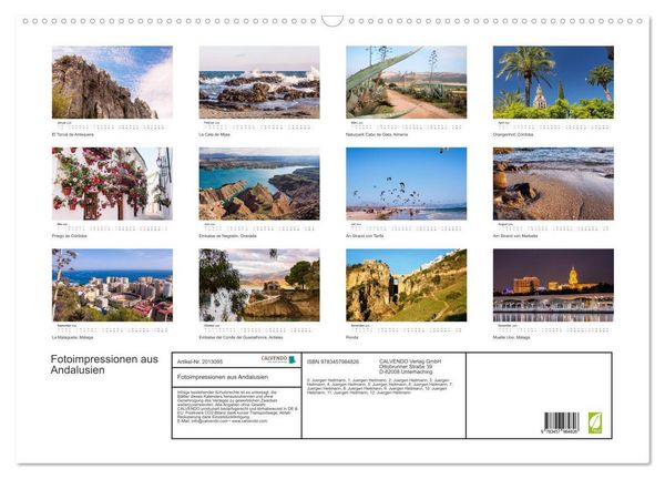 Produktbild: Fotoimpressionen aus Andalusien (Wandkalender 2026 DIN A2 quer), CALVENDO Monatskalender