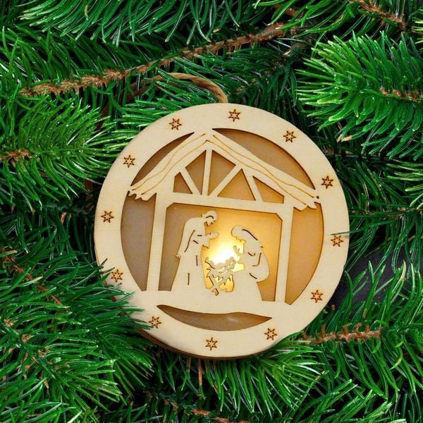 Produktbild: HTI-Living Lichterdeko Krippe zum H&auml;ngen Lichterdeko Krippe zum H&auml;ngen