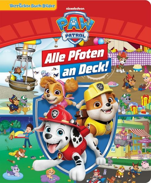 Produktbild: PAW Patrol - Alle Pfoten an Deck! - Verr&uuml;ckte Such-Bilder, gro&szlig; - Wimmelbuch - Pappbilderbuch mit wattiertem Umschlag