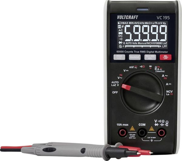 VOLTCRAFT VC195 Hand-Multimeter LoZ TRMS CAT III 600V Anzeige (Counts): 60000