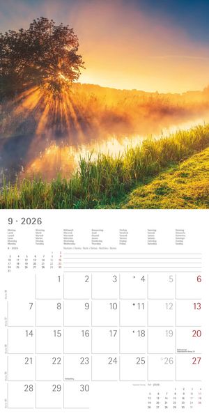 Produktbild: Sunny Moments 2026 - Broschürenkalender 30x30 cm (30x60 geöffnet) - Kalender mit Platz für Notizen - Bildkalender - Wandplaner - Wandkalender