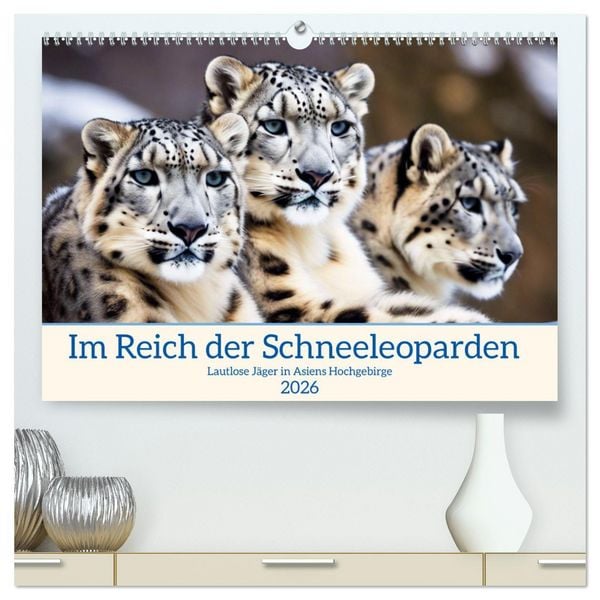 Im Reich der Schneeleoparden (hochwertiger Premium Wandkalender 2026 DIN A2 quer), Kunstdruck in Hochglanz