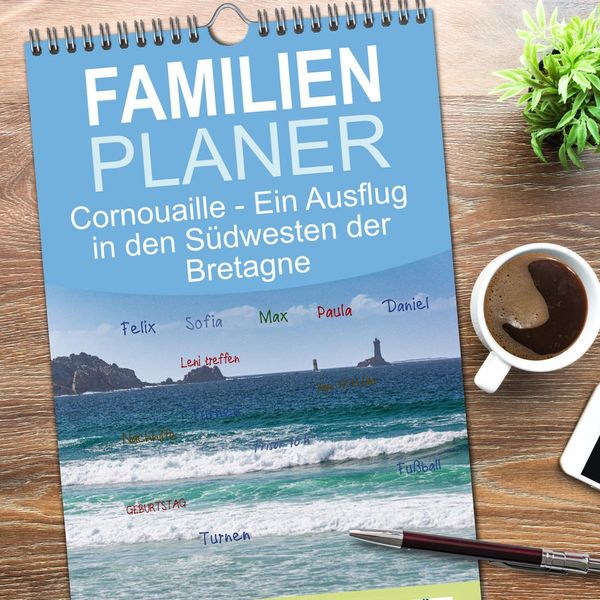 Produktbild: Familienplaner 2026 - Cornouaille - Ein Ausflug in den S&uuml;dwesten der Bretagne mit 5 Spalten (Wandkalender, 21 x 45 cm) CALVENDO