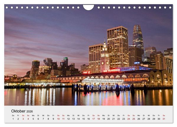 Produktbild: Kalifornien - K&uuml;sten und W&uuml;sten, St&auml;dte und Berge (Wandkalender 2026 DIN A4 quer), CALVENDO Monatskalender