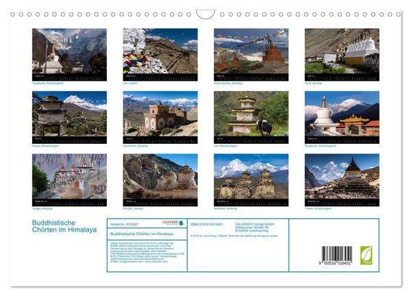 Produktbild: Buddhistische Ch&ouml;rten im Himalaya (Wandkalender 2026 DIN A3 quer), CALVENDO Monatskalender