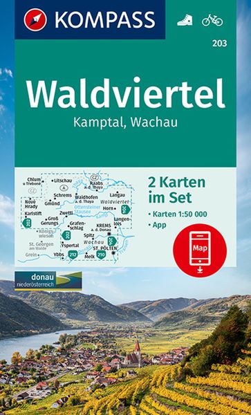 KOMPASS Wanderkarten-Set 203 Waldviertel, Kamptal, Wachau (2 Karten) 1:50.000
