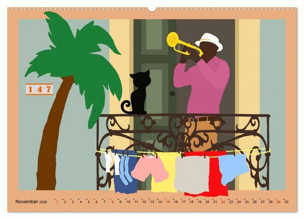 Produktbild: Kuba - Musik Tanz Rhythmus (hochwertiger Premium Wandkalender 2026 DIN A2 quer), Kunstdruck in Hochglanz