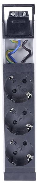 Produktbild: AS Schwabe 18197 Steckdosenleiste ohne Kabel Schwarz, Silber 1St.