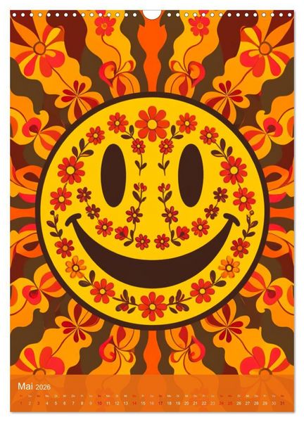 Produktbild: Flower Power Dreams - Retro 70s Art (Wandkalender 2026 DIN A3 hoch), CALVENDO Monatskalender
