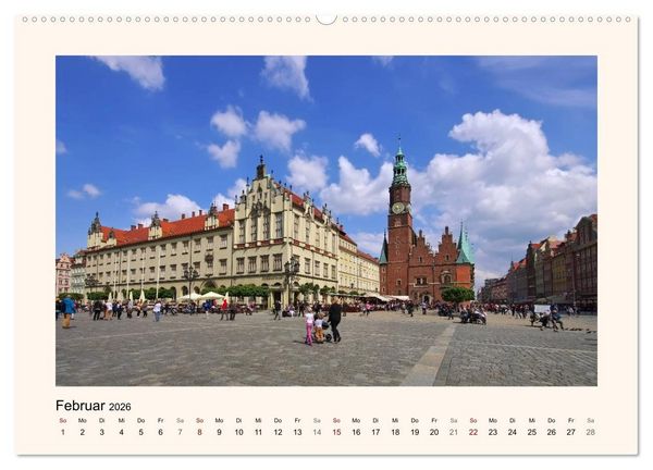 Produktbild: Breslau - Schlesiens Herz an der Oder (hochwertiger Premium Wandkalender 2026 DIN A2 quer), Kunstdruck in Hochglanz