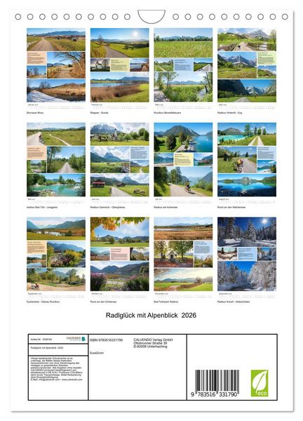 Produktbild: Radlgl&uuml;ck mit Alpenblick 2026 (Wandkalender 2026 DIN A4 hoch), CALVENDO Monatskalender