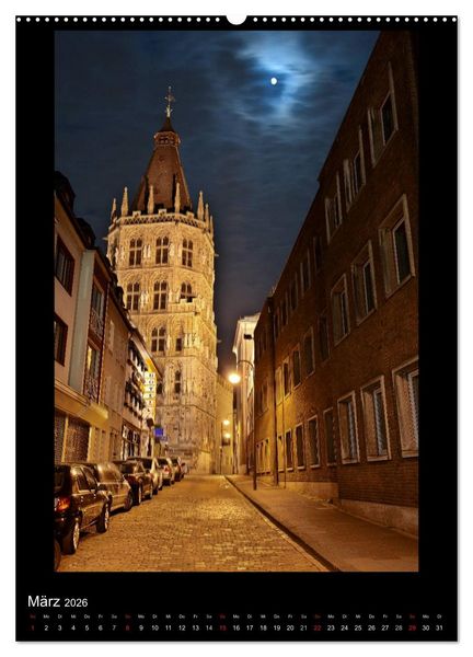 Produktbild: K&ouml;ln-Nachts - Eine Metropole nicht nur im Mondschein (Wandkalender 2026 DIN A2 hoch), CALVENDO Monatskalender