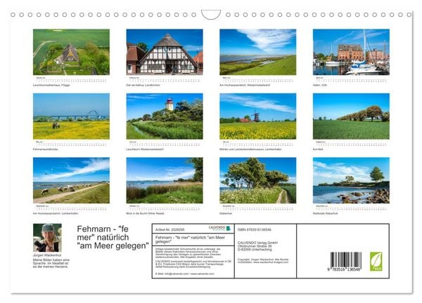 Produktbild: Fehmarn - "fe mer" nat&uuml;rlich "am Meer gelegen" (Wandkalender 2026 DIN A3 quer), CALVENDO Monatskalender