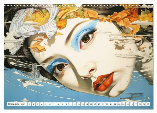 Produktbild: Surrealismus trifft asiatisch anmutende Gesichter (Wandkalender 2026 DIN A3 quer), CALVENDO Monatskalender