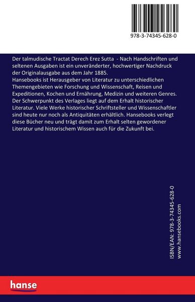 Produktbild: Der talmudische Tractat Derech Erez Sutta