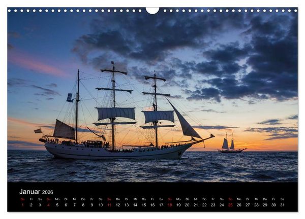Produktbild: Windjammer auf der Ostsee im Abendlicht (Wandkalender 2026 DIN A3 quer), CALVENDO Monatskalender