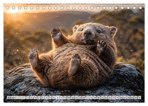 Produktbild: Niedliche Wombats - Australiens flauschige Beuteltiere zum Verlieben (Tischkalender 2027 DIN A5 quer), CALVENDO Monatskalender