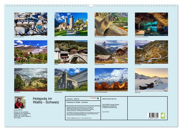 Produktbild: Hotspots im Wallis - Schweiz (Wandkalender 2026 DIN A2 quer), CALVENDO Monatskalender