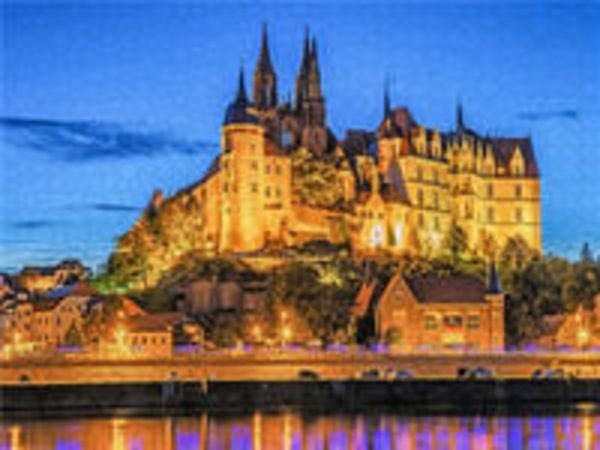 CALVENDO Puzzle Albrechtsburg bei Nacht | 1000 Teile Lege-Größe 64x48cm Foto-Puzzle für glückliche Stunden