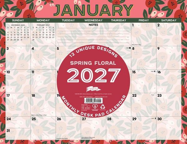 Produktbild: Spring Floral 2027 22 X 17 Large Monthly Deskpad