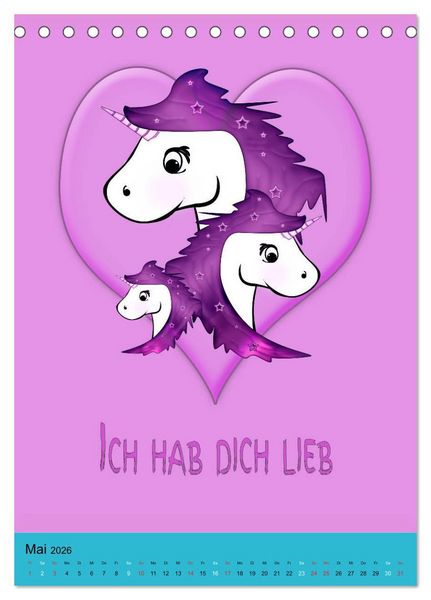 Produktbild: Bunte Einh&ouml;rner (Tischkalender 2026 DIN A5 hoch), CALVENDO Monatskalender