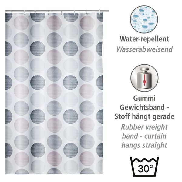 Produktbild: Duschvorhang Mod. Pastell Dots, 180 x 200 cm, Textil (100 % recyceltes Polyester)