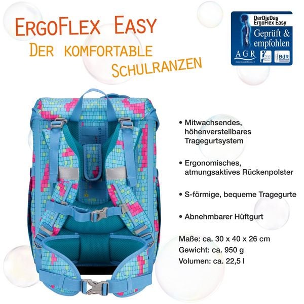 Produktbild: DerDieDas Schulranzen Set ErgoFlex Easy, Schulranzen Set, 5tlg, Happy Pixel