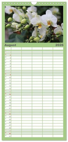 Produktbild: Familienplaner 2026 - Pr&auml;chtige Orchideen mit 5 Spalten (Wandkalender, 21 x 45 cm) CALVENDO