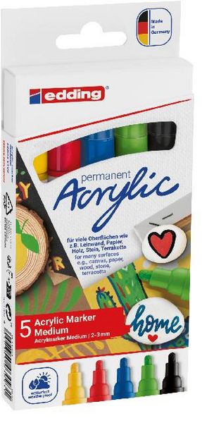 Produktbild: Edding Acrylmarker Acrylic 5100 Mittel 5er Set
