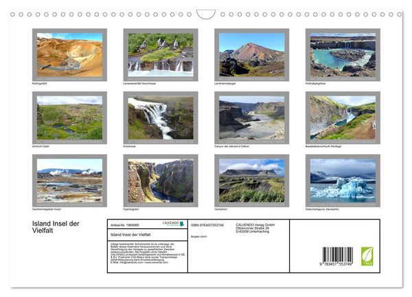 Produktbild: Island Insel der Vielfalt (Wandkalender 2026 DIN A3 quer), CALVENDO Monatskalender