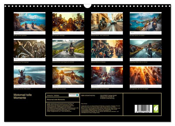 Produktbild: Motorrad tolle Momente (Wandkalender 2026 DIN A3 quer), CALVENDO Monatskalender