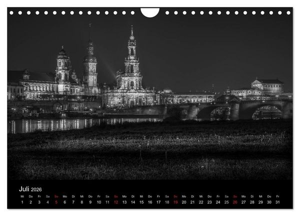 Produktbild: Dresden - Elbflorenz bei Nacht (Wandkalender 2026 DIN A4 quer), CALVENDO Monatskalender